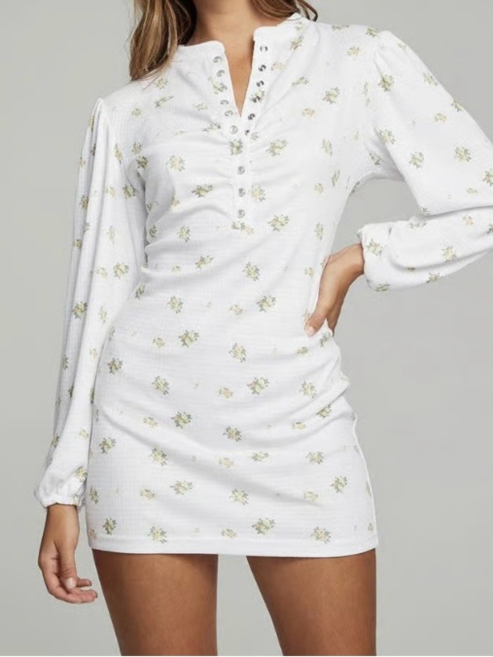 Chaser White Mini Dress with Soft Floral Print